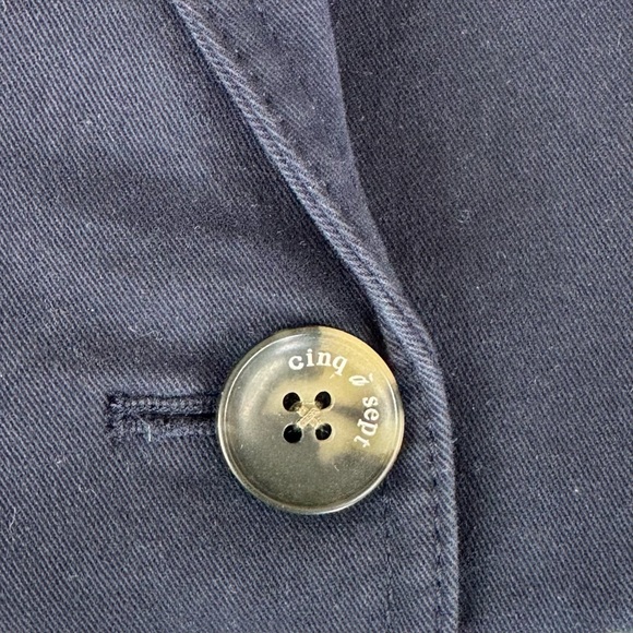 Cinque a Sept navy blue Khloe jacket ruched sleeve 5 a 7 stretch blazer 2 - Picture 7 of 14